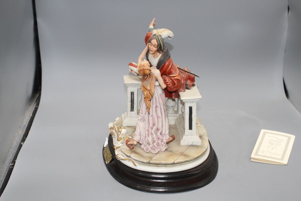 A Porcellane Laurenz bisque group of Romeo and Juliet, height 30cm